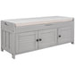 Rustic Storage Bench with Removable Linen-Blend Cushion, Functional Entryway Bench for Living Room, 43.5" L x 16" W x 18" H, Gray Wash