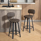 Upholstered Bar Stools Set of 2 with Backrest - Brown
