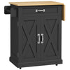 Foldable Rolling Kitchen Island with Drop-Leaf Top - Black