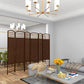6 Panel Folding Room Divider, Portable Privacy Screen, Wave Fiber Room Partition for Home Office, Brown