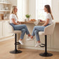 Bar Stools Set of 2, Swivel Counter Height Barstools with Back, Footrest, Adjustable Height, Beige