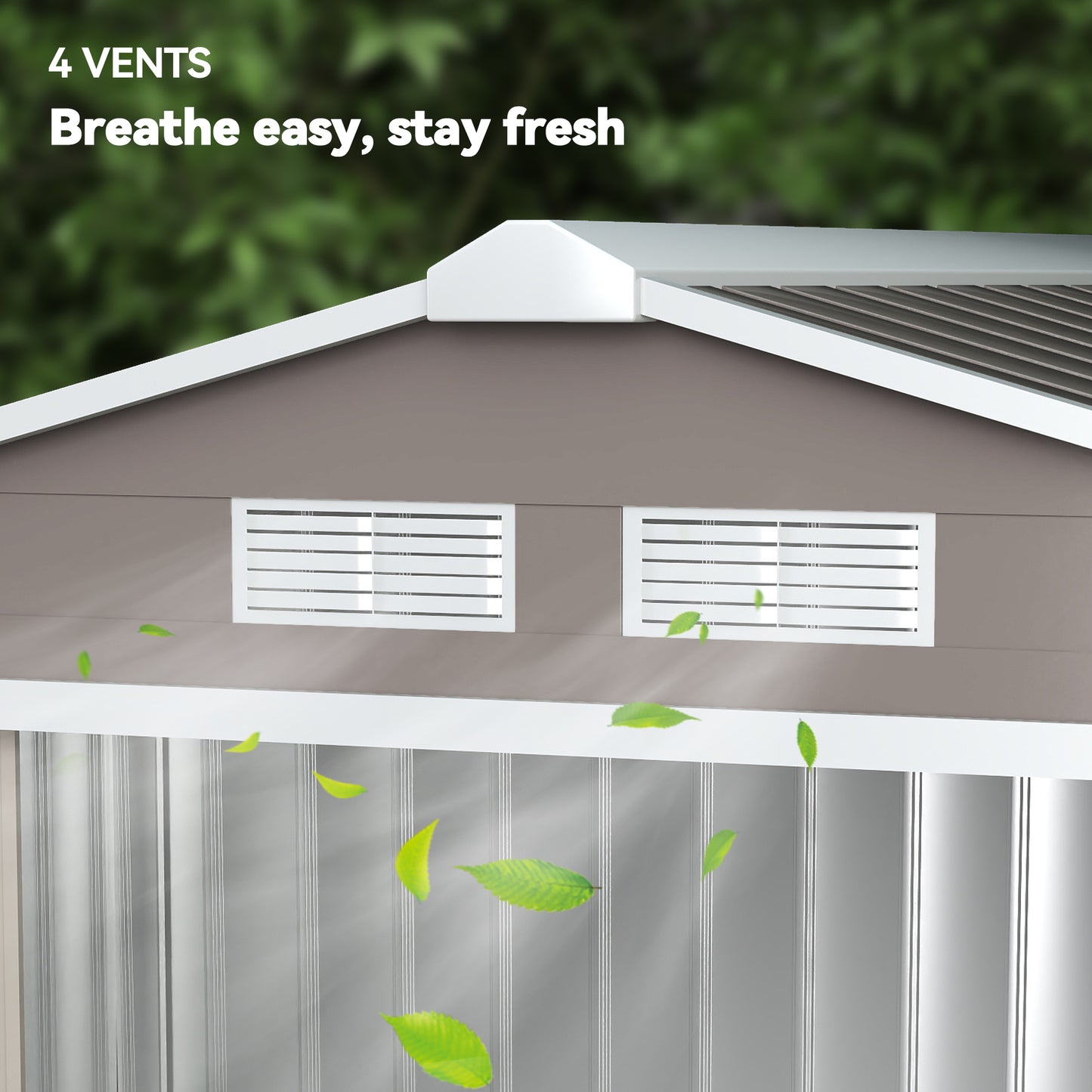 7 x 4 x 6 ft Metal Outdoor Storage Shed, Heavy-Duty Garden Tool House with Foundation Kit and Double Doors, Ideal for Patio and Backyard Storage, Light Brown