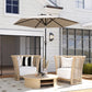Patio Sun Umbrella, Outdoor Parasol with 6 Ribs, Khaki