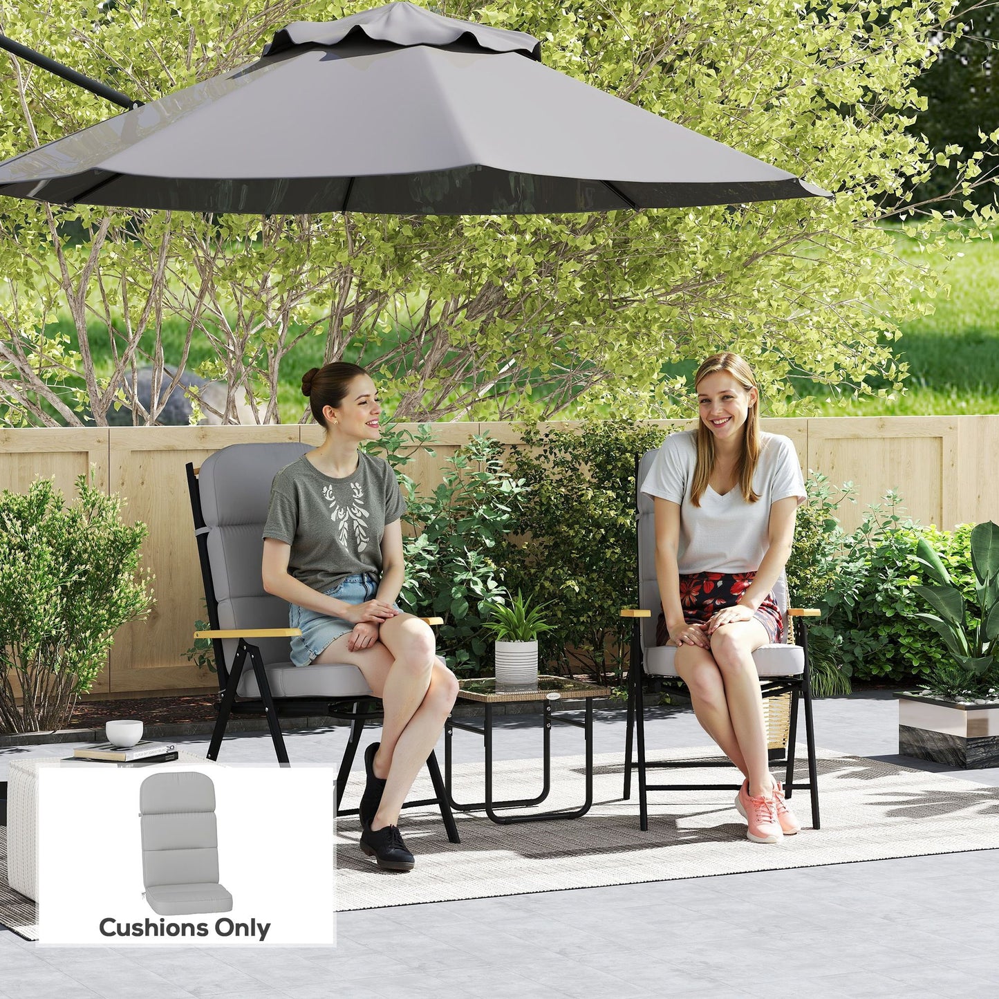 Outdoor Seat Cushion with Back, Outdoor Chair Cushion with Ties and Adjustable Strap, UPF 20+Non-Slip Patio Cushion Replacement for Outdoor Chair, Light Grey