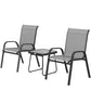 Outdoor Bistro Set of 3, 3-Piece Patio Set with Breathable Mesh Fabric, Stackable Chairs and Square Table, Light Grey