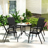 Five-Piece Steel Patio Set, with Glass-Top Table - Black