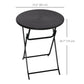 Folding Outdoor Coffee Table, 23.6" Round Patio Table with Wood-Effect HDPE Top for Balcony, Garden, Backyard, Dark Grey