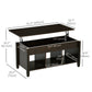 Lift Top Coffee Table, Modern Center Table with Storage Shelves and Hidden Compartment for Living Room, 41" L, Espresso