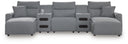 5 Pc. Power Reclining Sectional With Double Chaise, Power Armless Recliner And 2 Audio Consoles