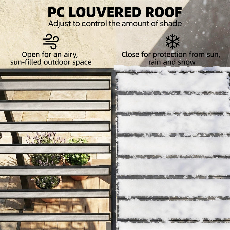 9.5' x 10' Aluminum Louvered Pergola with PC Roof