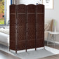 6ft Folding Room Divider, 4 Panel Wall Partition with Wooden Frame for Bedroom, Home Office, Brown