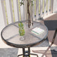 3 Pieces Bistro Set, Small Patio Furniture Set with Stackable Mesh Chairs, Glass Table for Garden, Balcony, Beige