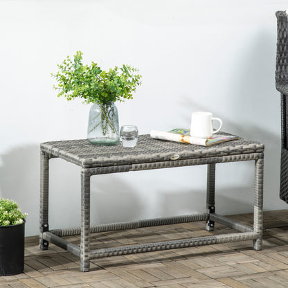 Mixed Grey Rattan End Table with Woven Top