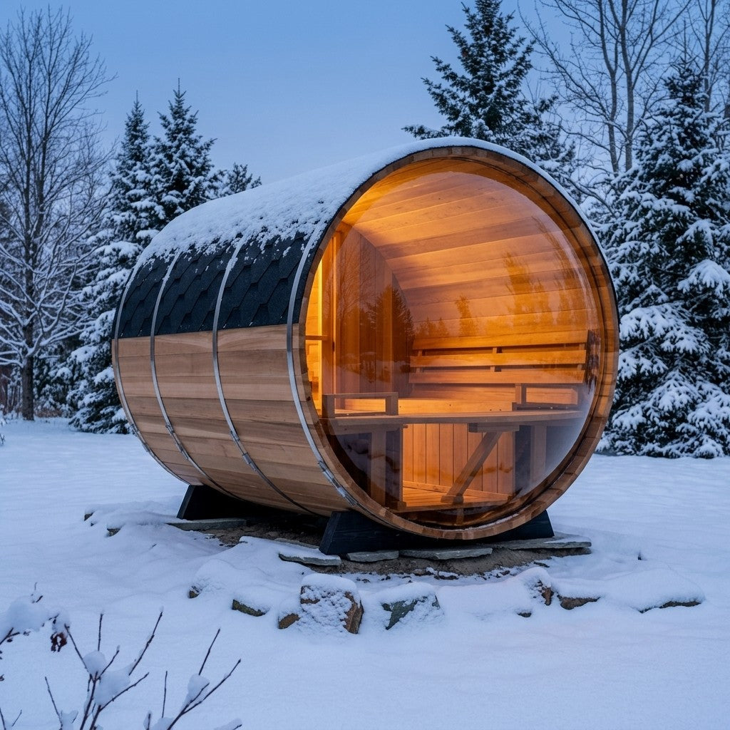 Aurora Panorama Barrel Sauna — 6 to 8 Person Outdoor Sauna