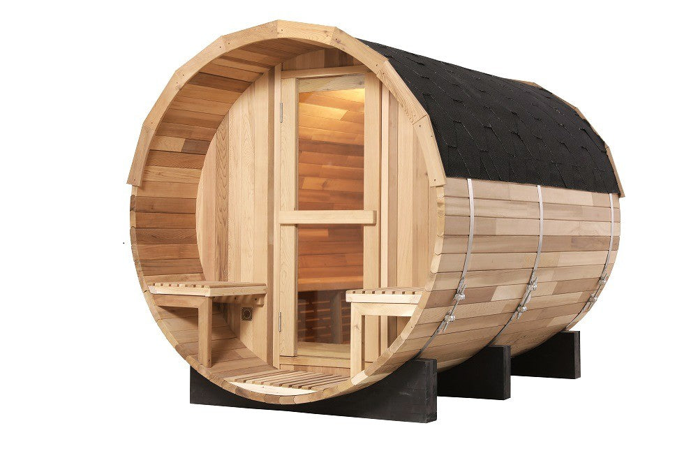 Nordic Porch Barrel Sauna — 4 to 6 Person Outdoor Sauna