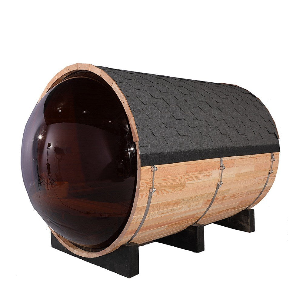 Aurora Panorama Barrel Sauna — 6 to 8 Person Outdoor Sauna