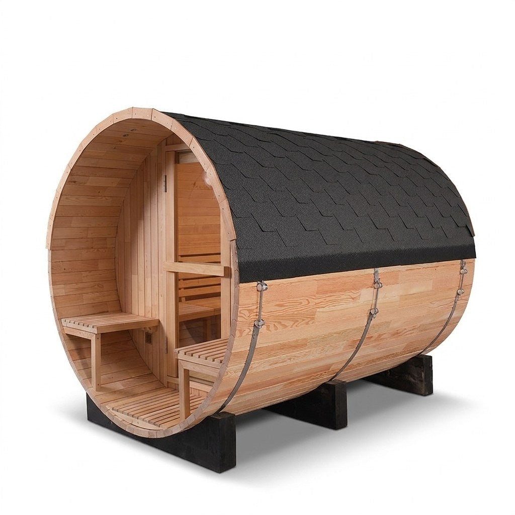 Aurora Panorama Barrel Sauna — 6 to 8 Person Outdoor Sauna