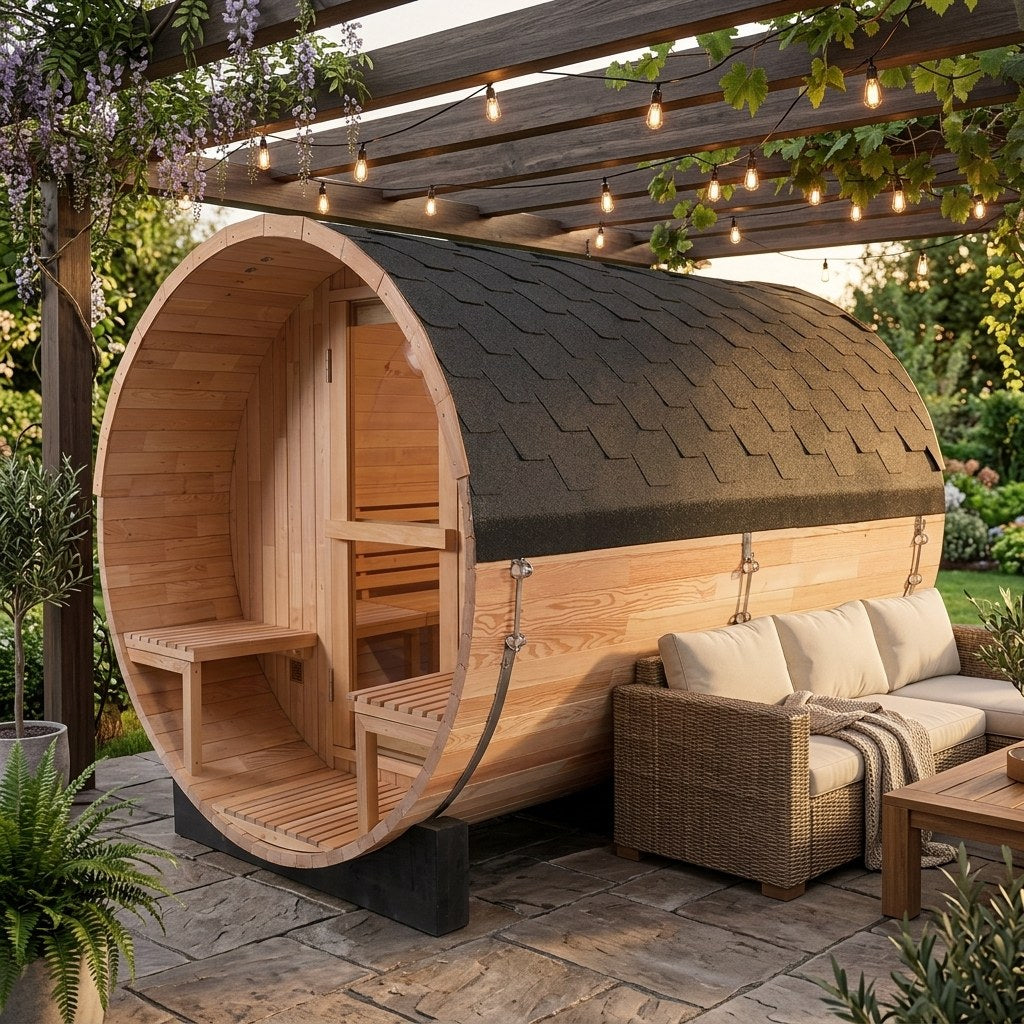 Aurora Panorama Barrel Sauna — 6 to 8 Person Outdoor Sauna
