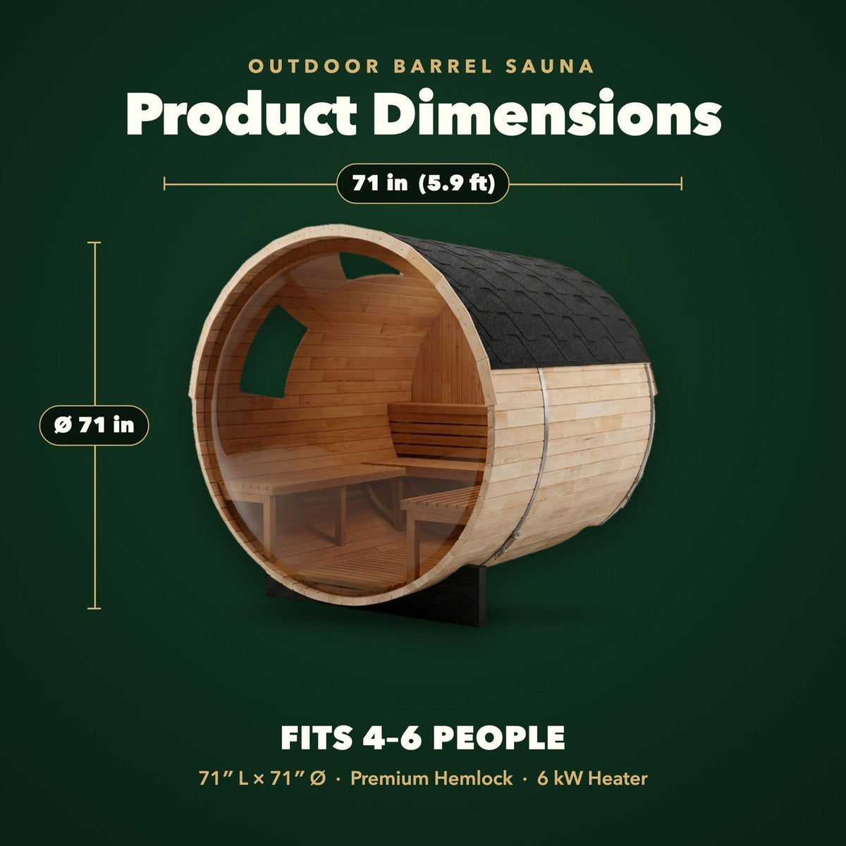 Nordic Porch Barrel Sauna — 4 to 6 Person Outdoor Sauna