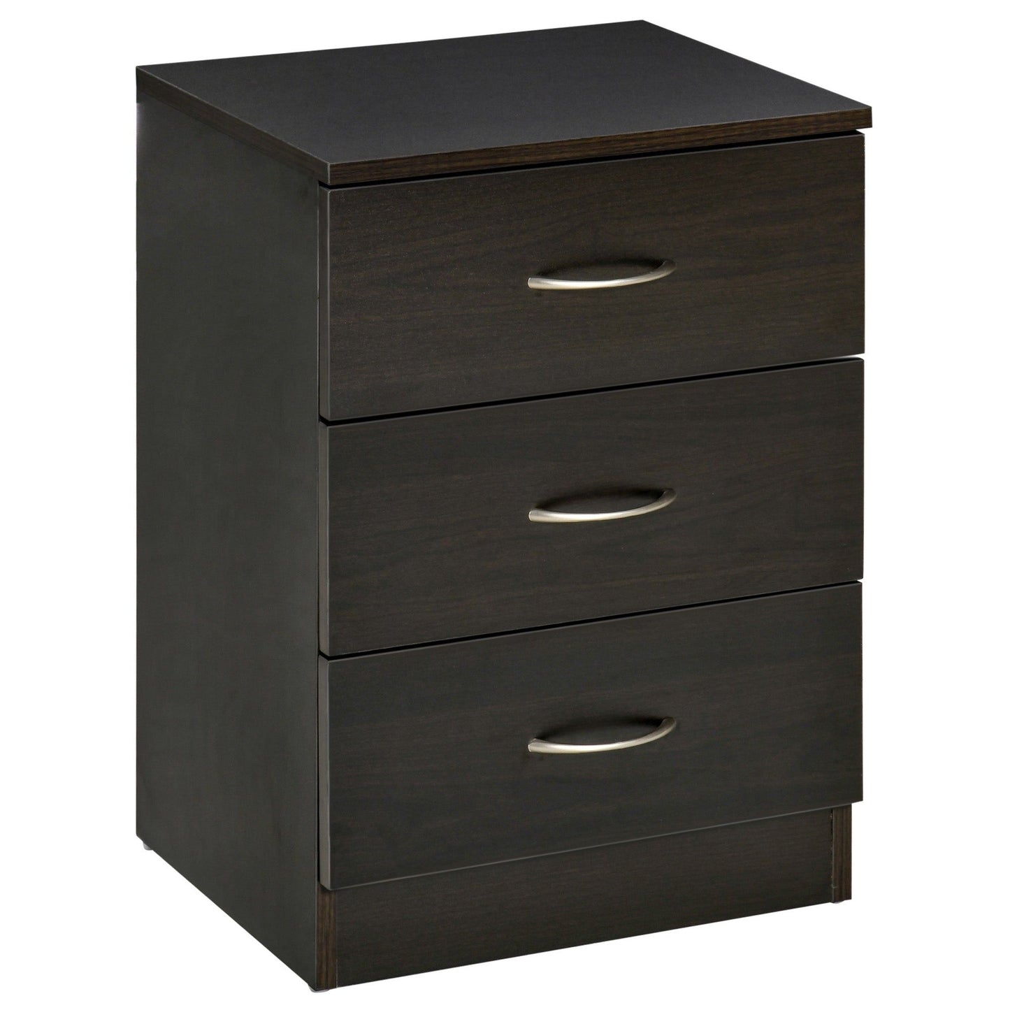 3-Drawer Nightstand with Metal Rail - Dark Brown