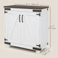 Sideboard Buffet with Barn Door and Shelves - White and Brown