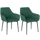Dining Chairs Set of 2, Upholstered Linen Fabric Accent Chairs with Metal Legs, Dark Green