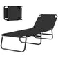 Outdoor Folding Lounge Chair, Steel Tanning Chair with Reclining Back, Breathable Mesh for Beach, Yard, Patio, Black