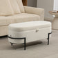 Storage Ottoman with Lift-Up Lid and Steel Legs, 45 Inches Sherpa Fleece Storage Chest for Living Room, Cream White