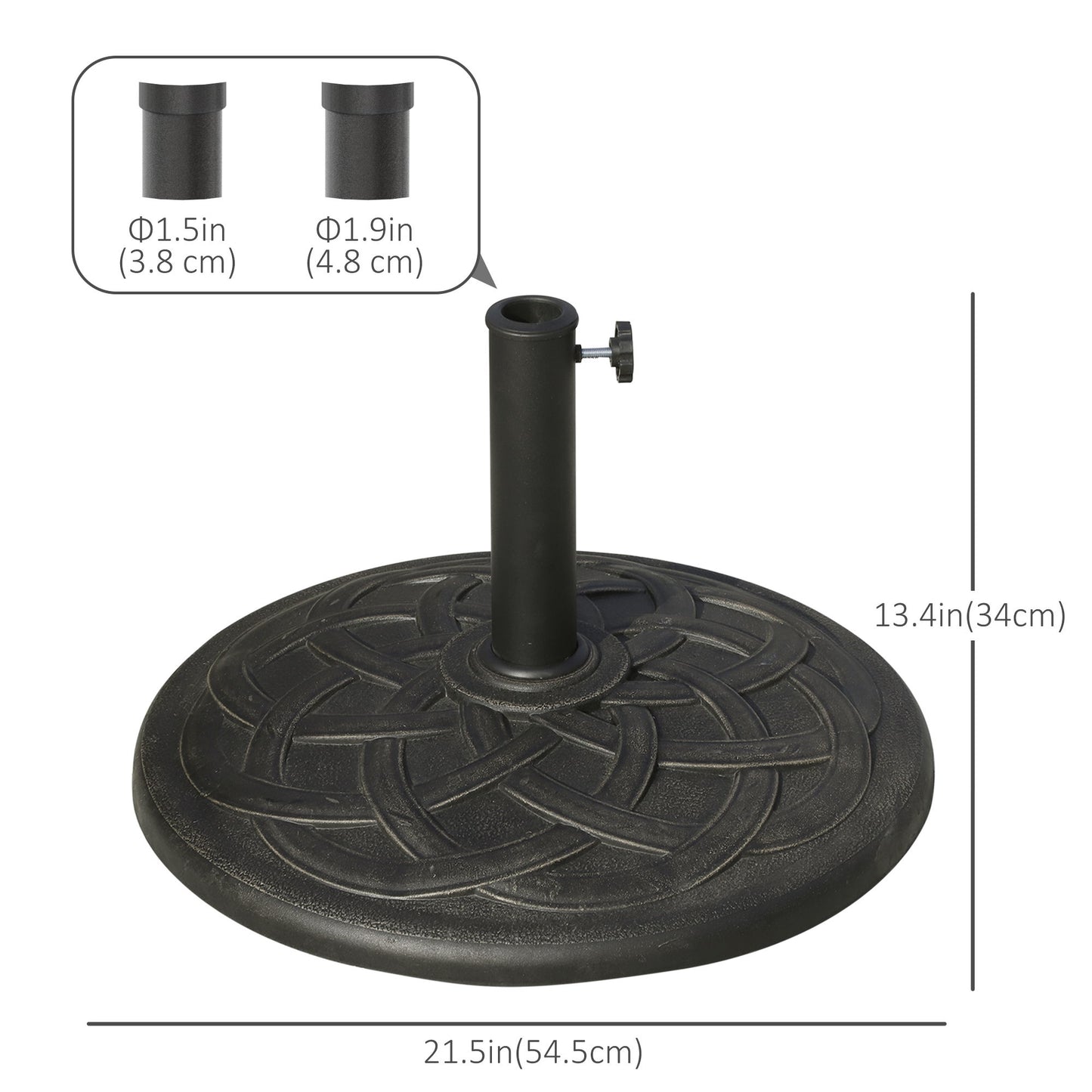 42 lbs Resin Round Market Umbrella Base Holder 22" Decorative Parasol Stand for Patio, Outdoor, Backyard, Bronze