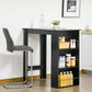 Bar Table Counter Height Dining Table with 3 Storage Shelves for Kitchen, Dining Room, Living Room, Black