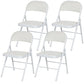 Set of 4 Metal Foldable Chairs, PU Leather Padded Folding Chairs with Cushion Seat and Open Back for Indoor, White