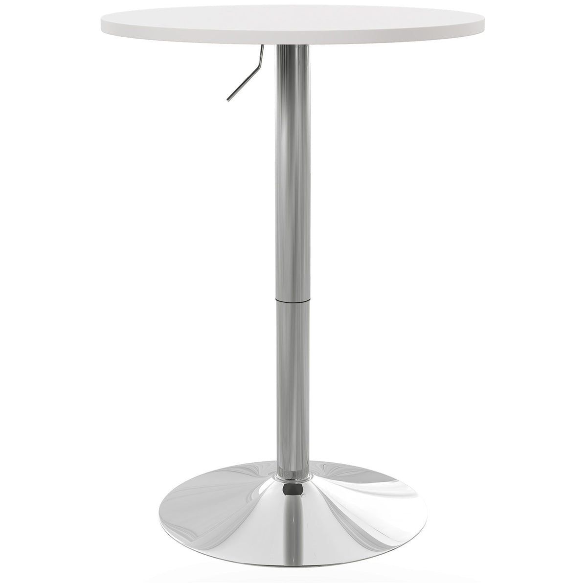 Round Adjustable Bar Table with Swivel Top - White