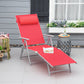 Outdoor Folding Chaise Lounge Chair Steel Portable Recliner with 7 Adjustable Backrest Positions, Red