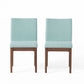 Set of 2 Scandinavian Dining Chairs with Rubberwood Legs, Walnut Finish, Upholstered Chairs for Dining Room, 17.5" L x 23.5" W x 33" H, Mint