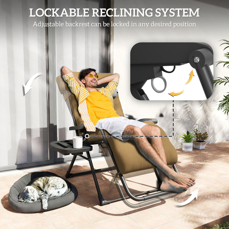 Padded Folding Recliner with Cupholder and Adjustable Back