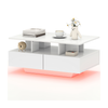 RGB LED Coffee Table with 4 Drawers - High Gloss White