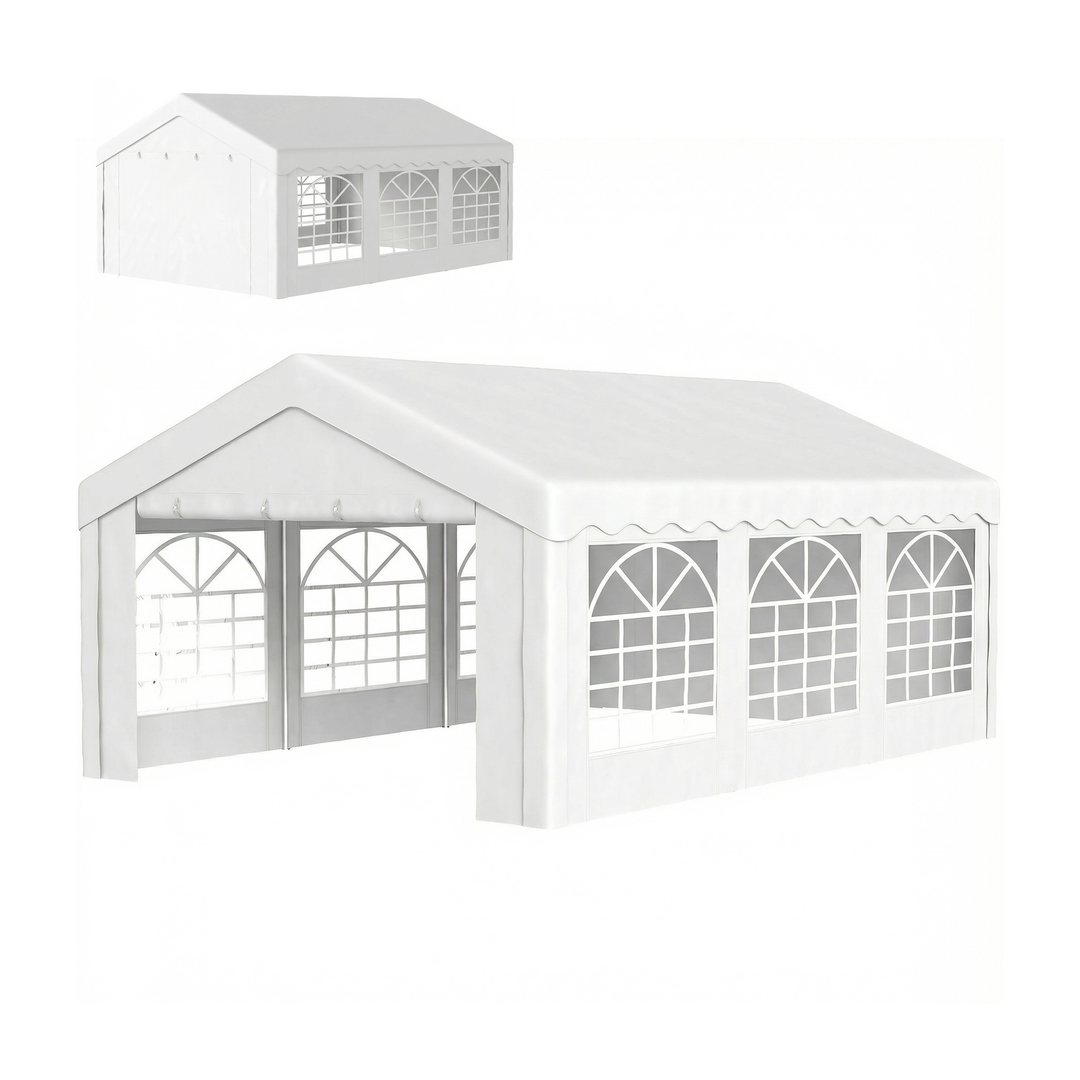 20'x13' Heavy Duty Event Tent Gazebo Portable Sun Shelter with Sidewalls White