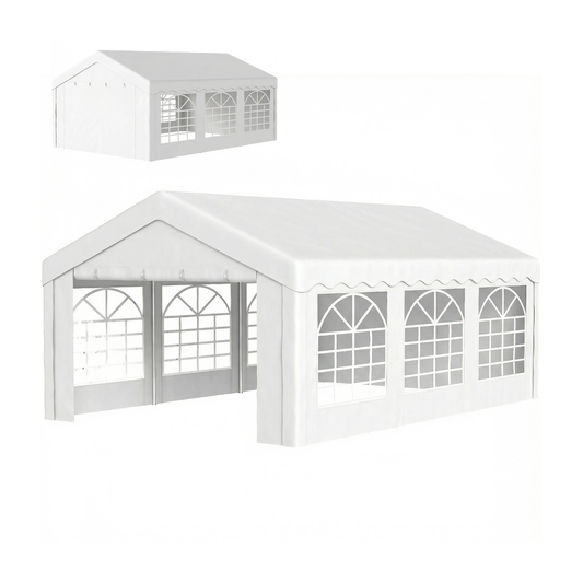 20'x13' Heavy Duty Event Tent Gazebo Portable Sun Shelter with Sidewalls White
