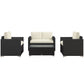 Outdoor Furniture with Table, Wicker Furniture with Loveseat and 2 Chair for Garden, Poolside, Cream