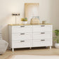 47" Wide Chest of Drawers, Modern Dresser with 6 Drawers and Wood Legs for Bedroom, Living Room, Entryway, White