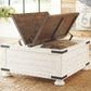 Wystfield - White / Brown - Cocktail Table With Storage