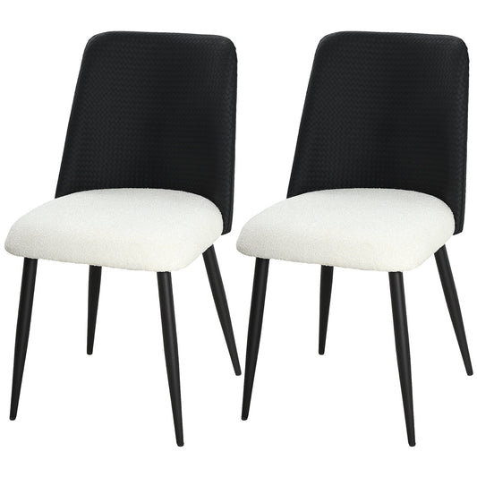 Upholstered Dining Chairs Set of 2 with Steel Legs - Black