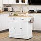 Rolling Kitchen Island with Wood Top and Drawer - White
