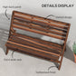 2-Seater Wooden Outdoor Bench, Foldable Garden Bench with Slatted Backrest and Seat, Patio Loveseat, Carbonised Finish