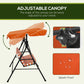 3-Seater Outdoor Porch Swing with Adjustable Canopy, Patio Swing Chair for Garden, Poolside, Backyard, Red