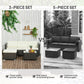 3 Pieces Patio Furniture Set with Cushions, Outdoor PE Rattan Wicker Conversation Corner Sofa Set with Glass Top Table and Adjustable Foot for Garden, Lawn, Cream White