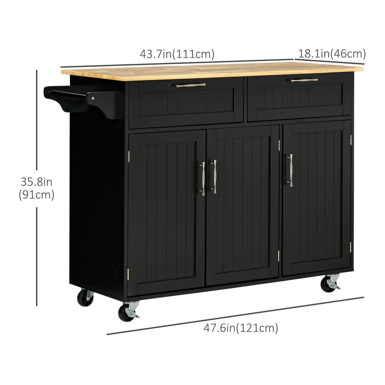 Kitchen Island Cart with 2 Drawers and Cabinets