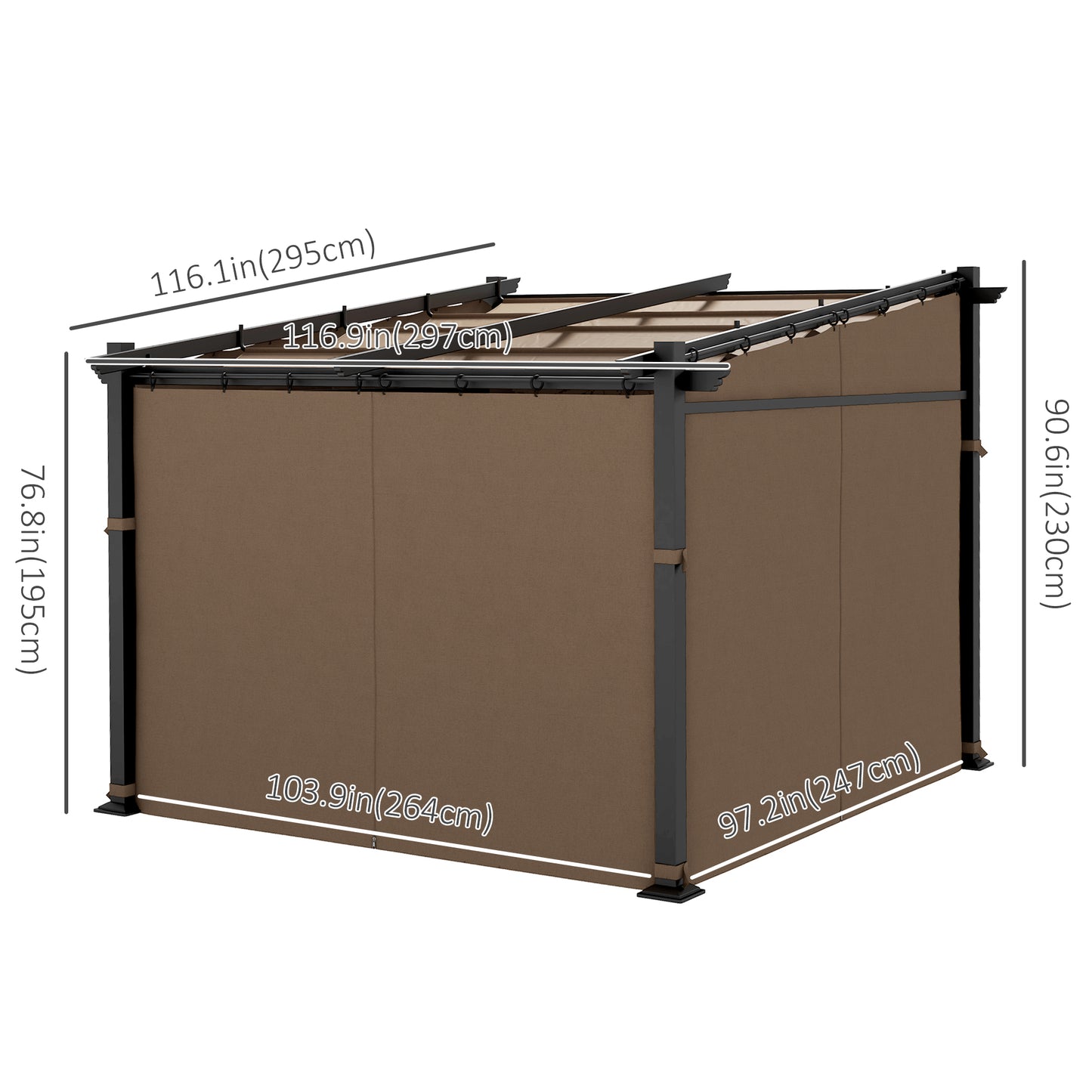 Metal Pergola with Sliding Roof Canopy, Retractable Pergola Canopy