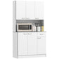 71" Modern Buffet with Hutch, Standing Kitchen Hutch with Storage Cabinets, Drawer, Open Space with Microwave Stand, White