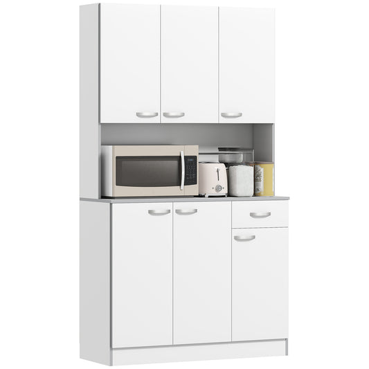 71" Buffet with Hutch and Microwave Stand - White